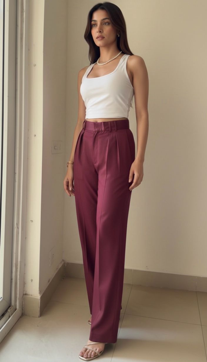 Alpha Curve Straight Fit Pants- Wine