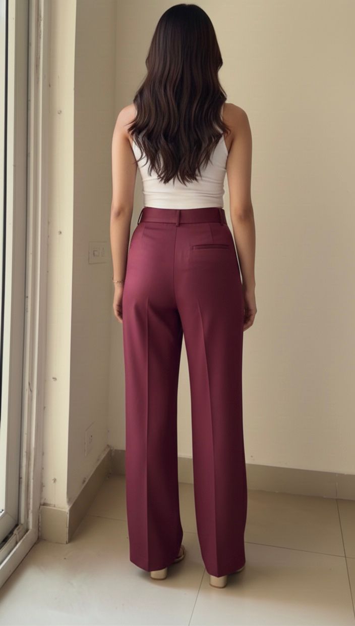 Alpha Curve Straight Fit Pants- Wine
